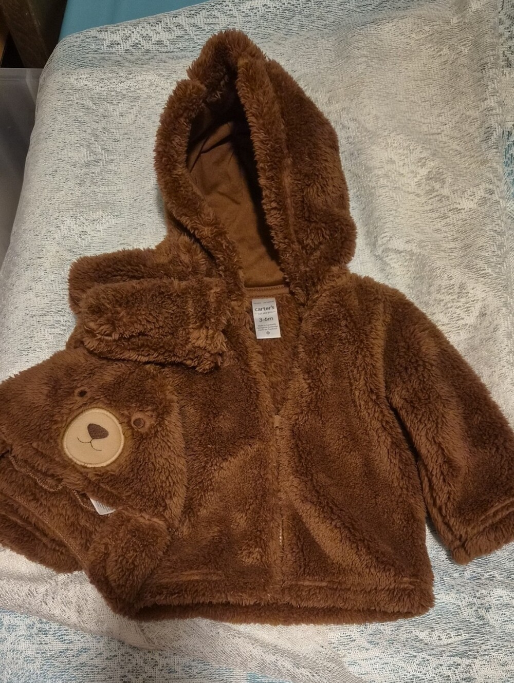 Carter's Brown Plush Teddy Hooded Puffer Jacket